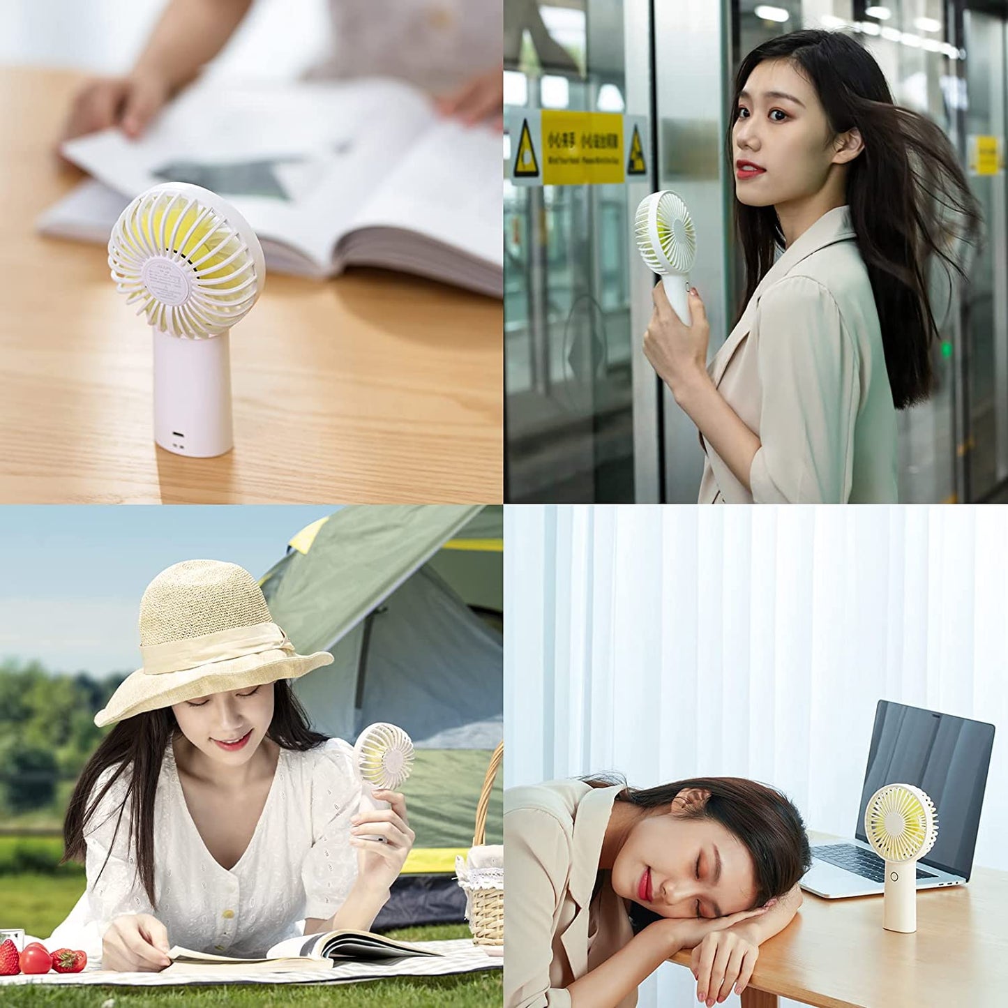 Handheld Fan [20H Max Cooling Time] 4000Mah USB Rechargeable, Battery Operated Portable Fan with 3 Speeds for Travel/Makeup/Office-White
