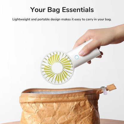 Handheld Fan [20H Max Cooling Time] 4000Mah USB Rechargeable, Battery Operated Portable Fan with 3 Speeds for Travel/Makeup/Office-White